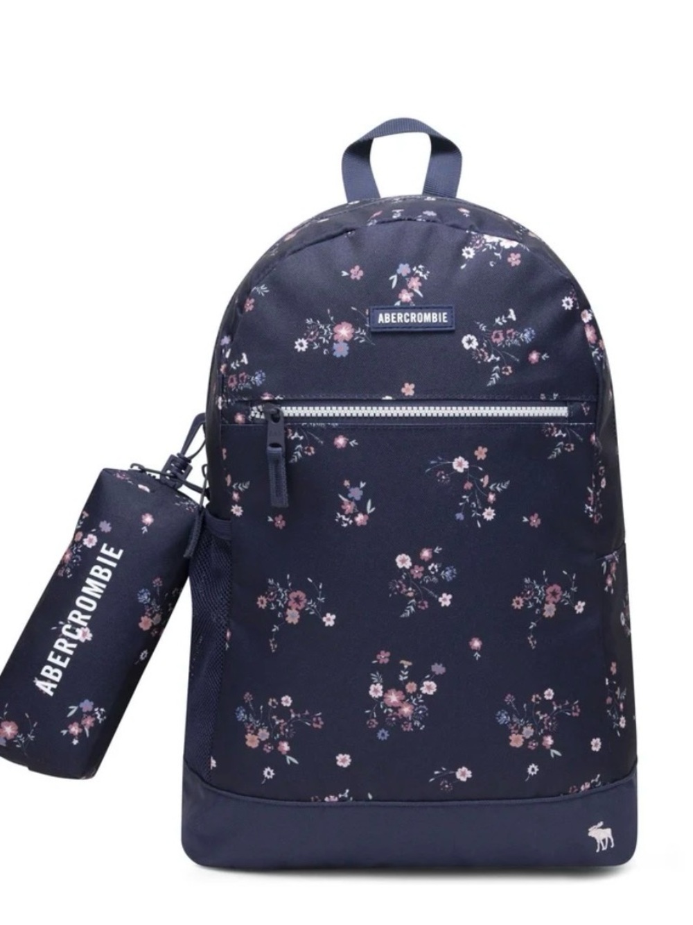 abercrombie kids Navy Floral Backpack with Pink Accents